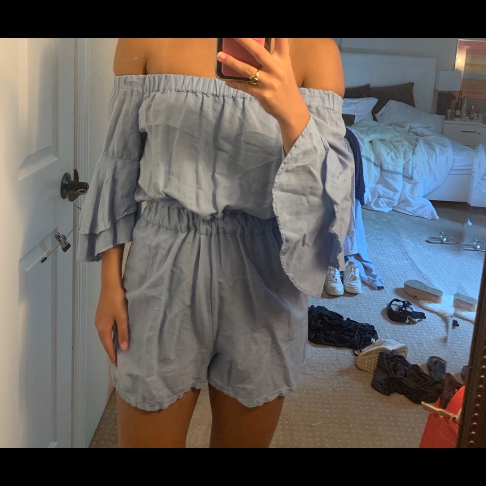 Zara blue off the shoulder romper